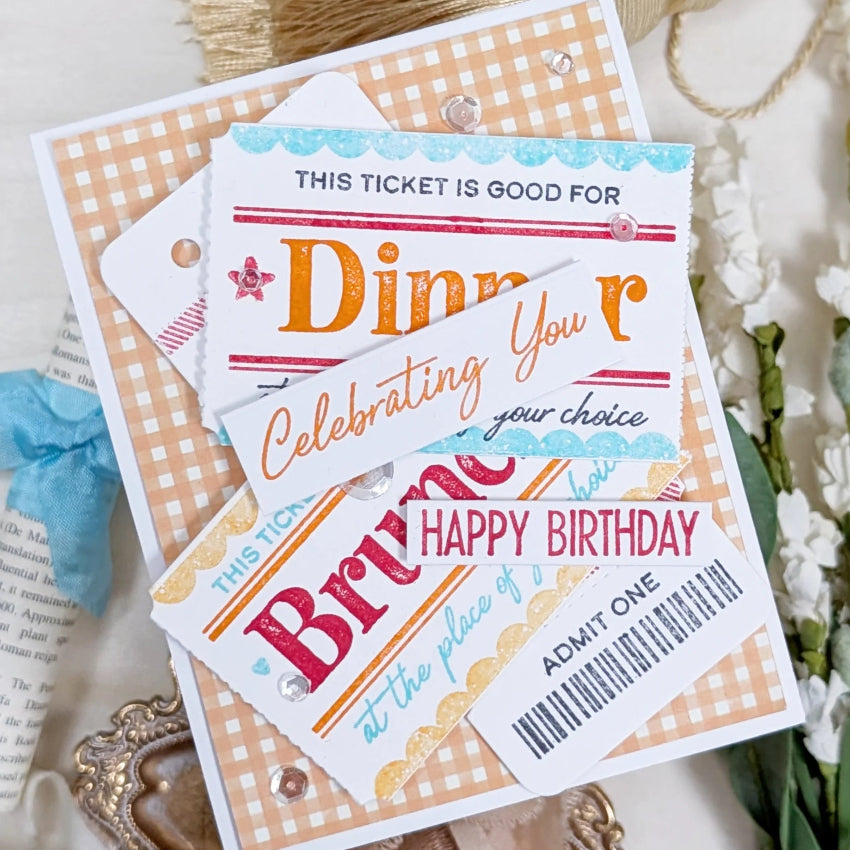 Papertrey Ink VIP Ticket Collection Dies pti-1108 happy birthday card