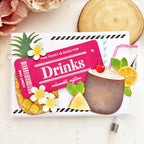 Papertrey Ink VIP Ticket Collection Dining Clear Stamp and Die Set tropical drinks card