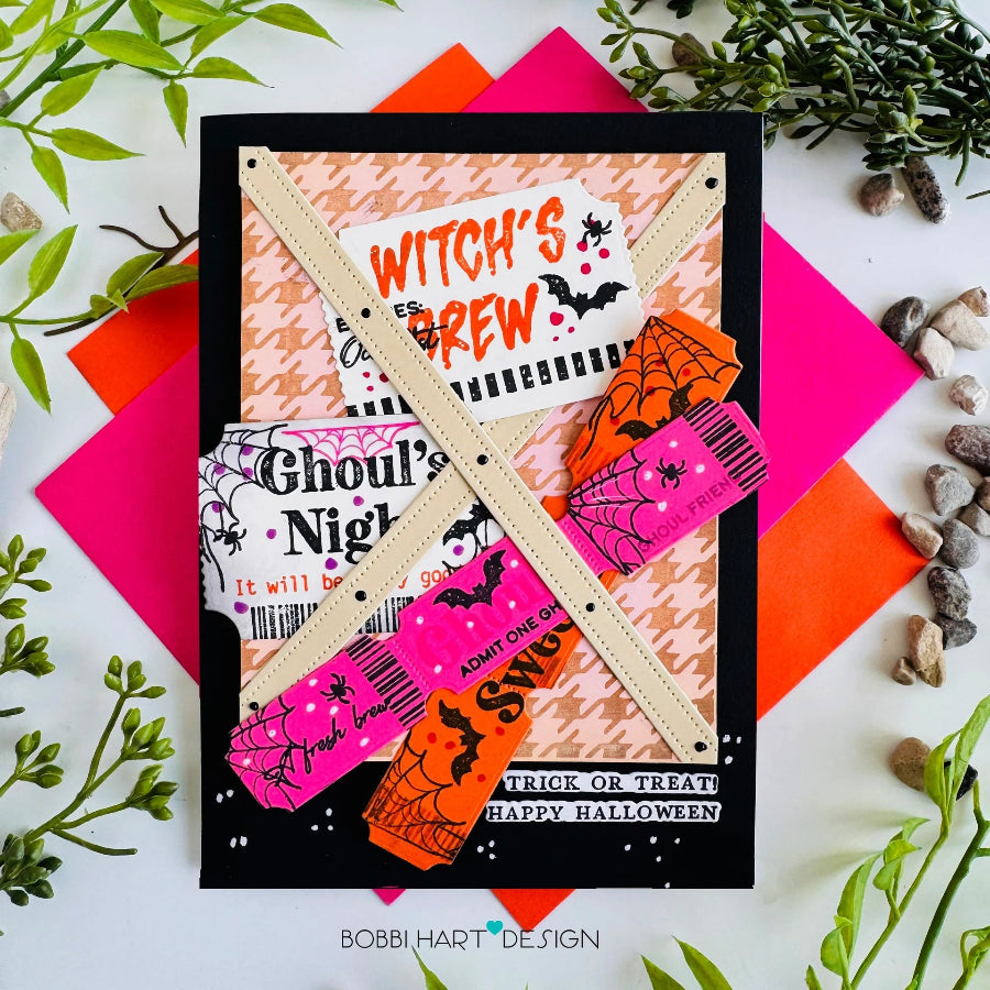 Papertrey Ink VIP Ticket Collection Halloween Clear Stamp and VIP Ticket Die Set trick or treat card
