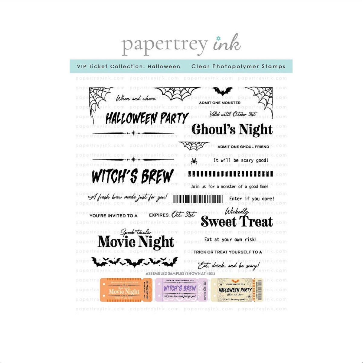 Papertrey Ink VIP Ticket Collection Halloween Clear Stamps 1726