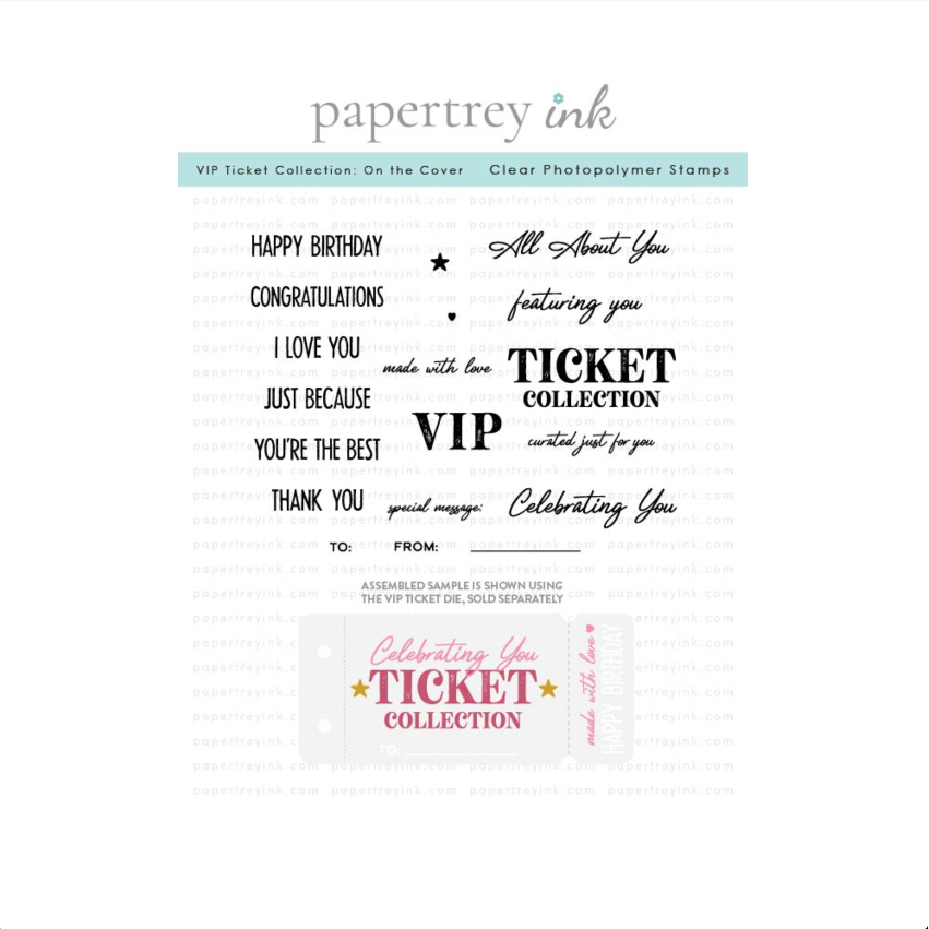 Papertrey Ink VIP Ticket Collection On the Cover Clear Stamp and Die Set product image 1