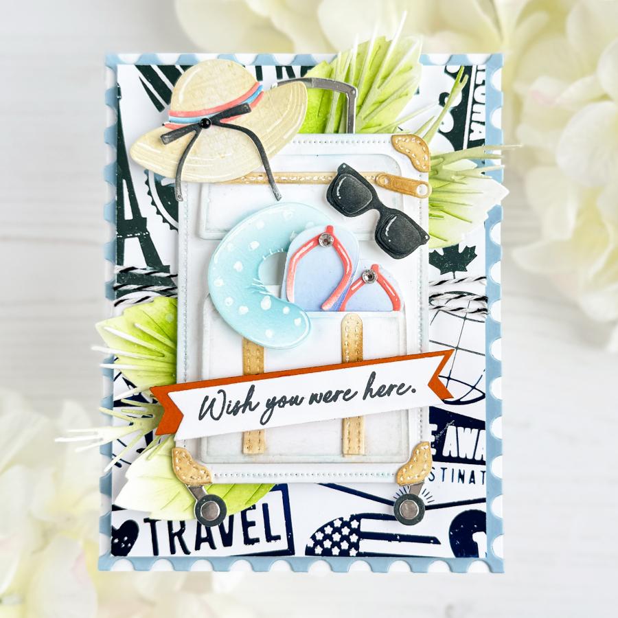 Papertrey Ink Well Traveled Hot Foil Plate ptif-0040 wish you were here
