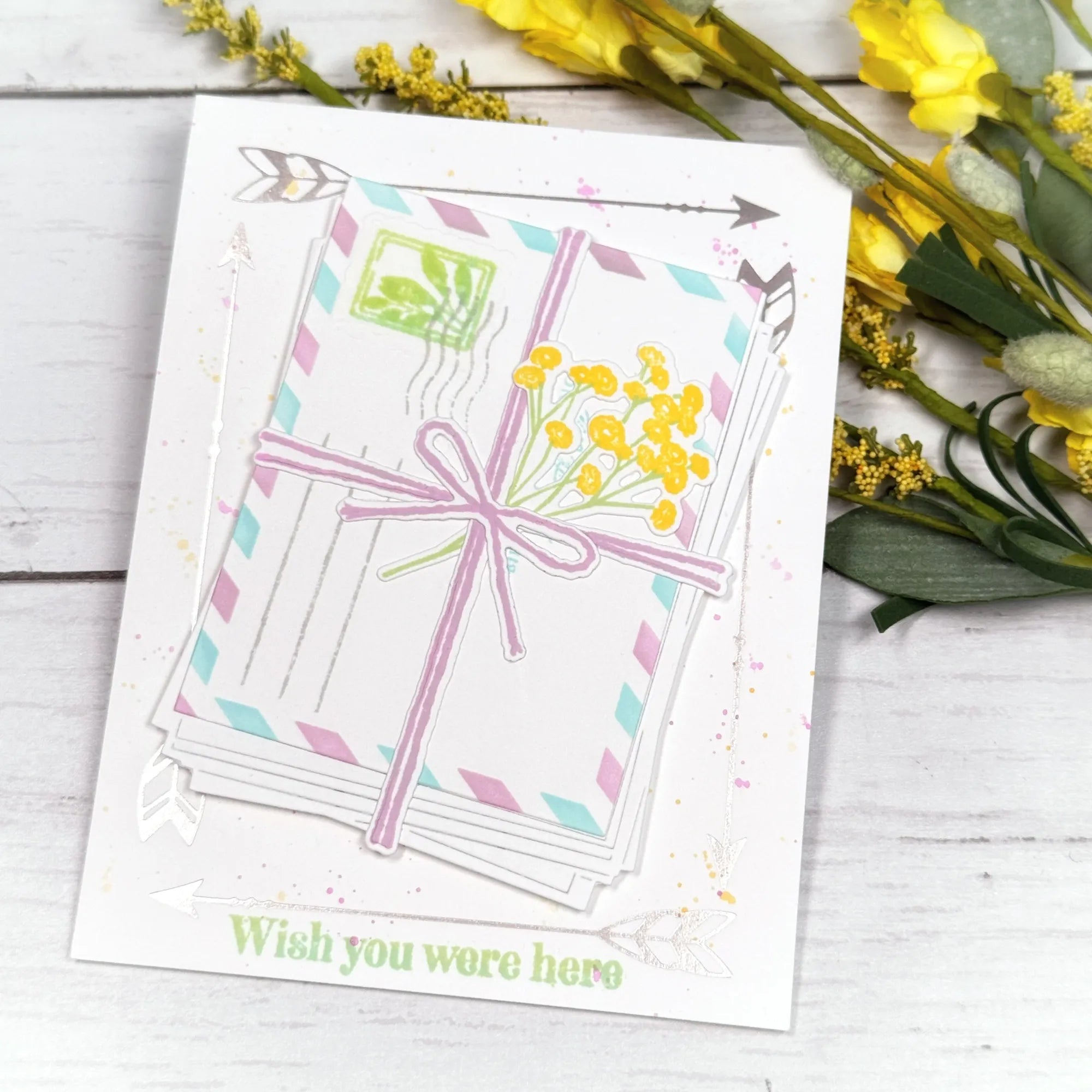 Papertrey Ink Wild Arrows Press Plate ptif-0052 wish you were here card