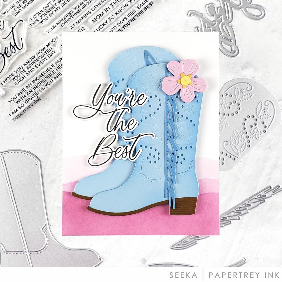 Papertrey Ink Wild Petals Clear Stamp and Die Set blue