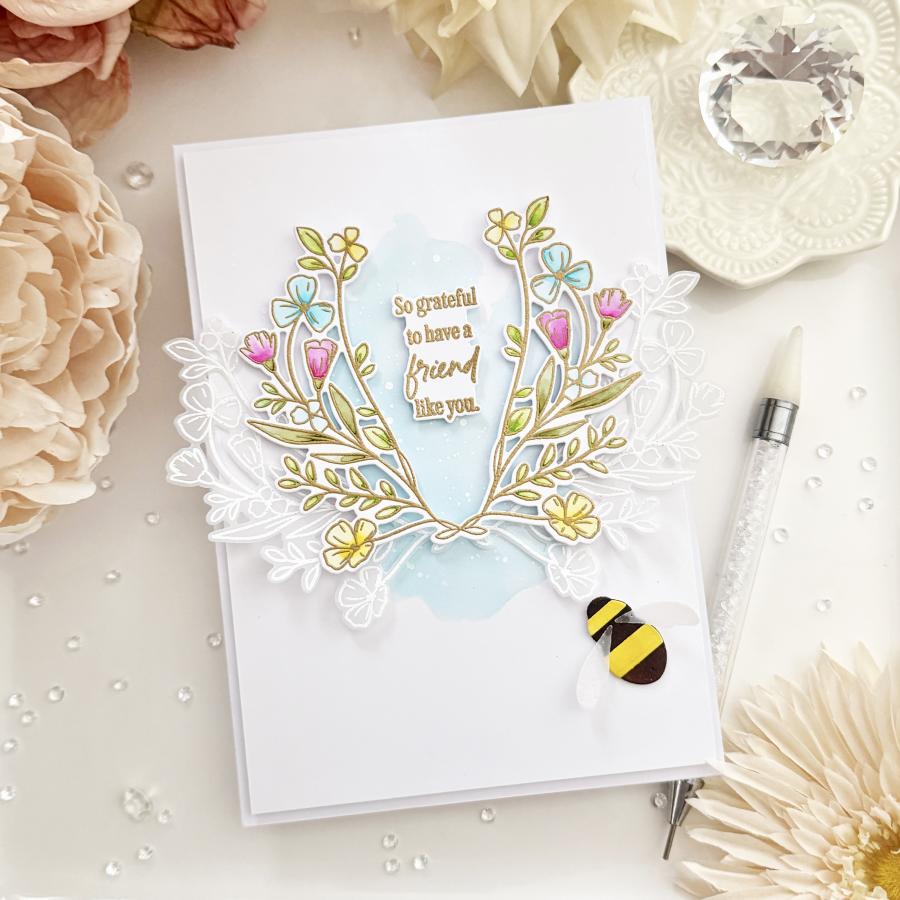 Papertrey Ink Wildflower Wreath Clear Stamps 1698 bee