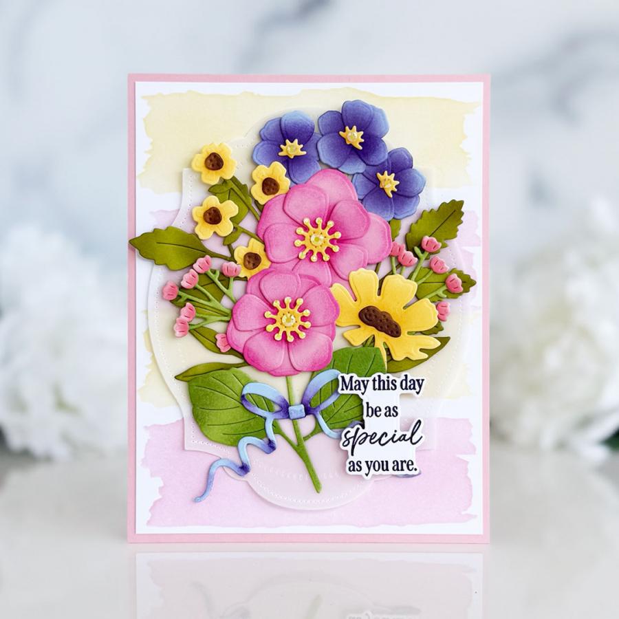 Papertrey Ink Wildflower Wreath Dies pti-1080 bright flowers