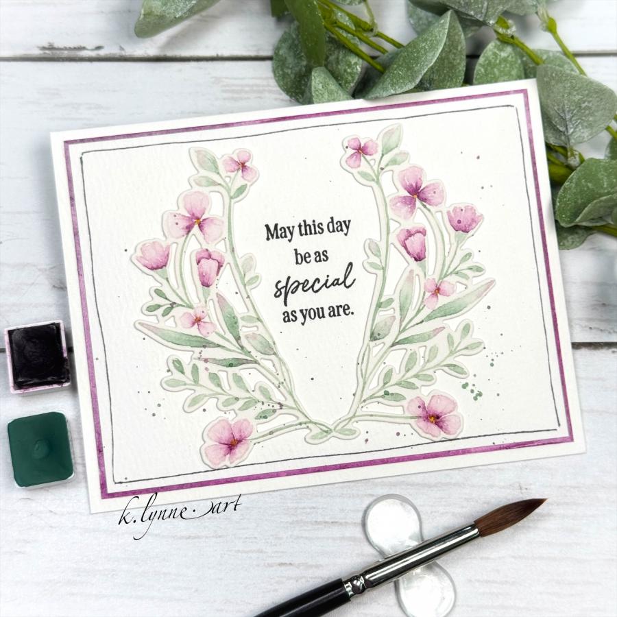 Papertrey Ink Wildflower Wreath Dies pti-1080 pink flowers