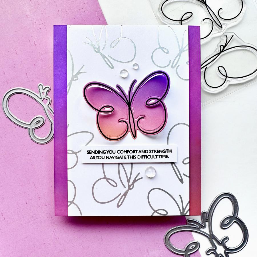 Papertrey Ink Winged Serenity Clear Stamp and Die Set butterfly