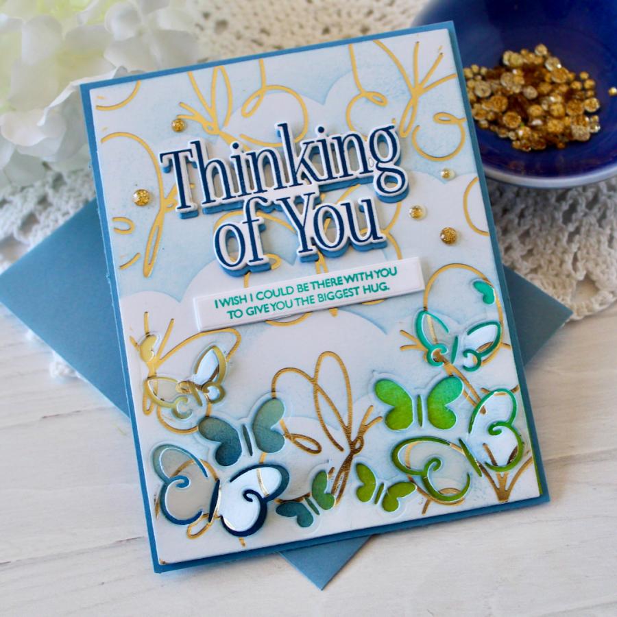 Papertrey Ink Winged Serenity Clear Stamp and Die Set thinking of you