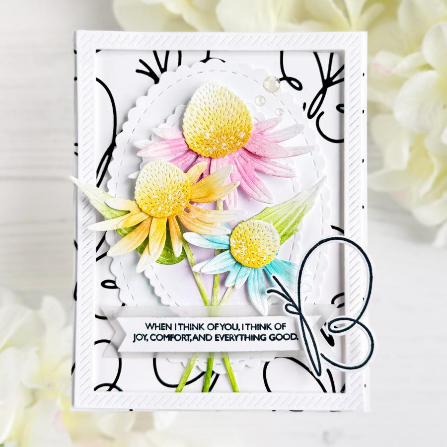 Papertrey Ink Winged Serenity Hot Foil Plate ptif-0039 flowers