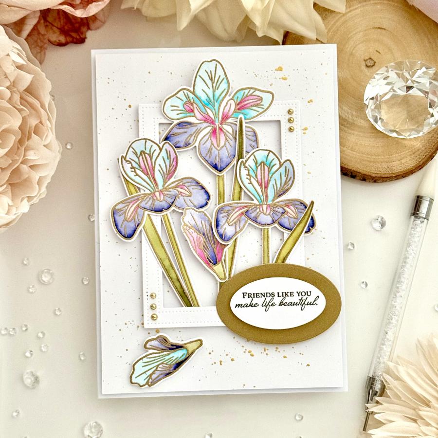 Papertrey Ink Winter Iris Clear Stamp and Die Set flowers