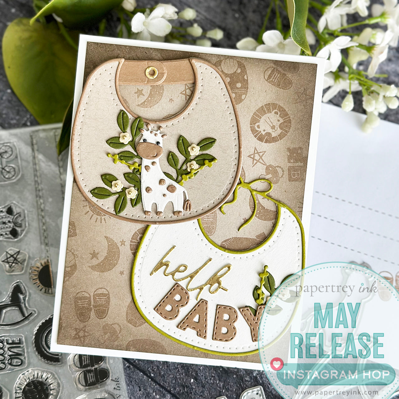 Papertrey Ink Sweet Baby Bib Dies PTI-0647 hello baby | color-code:ALT01