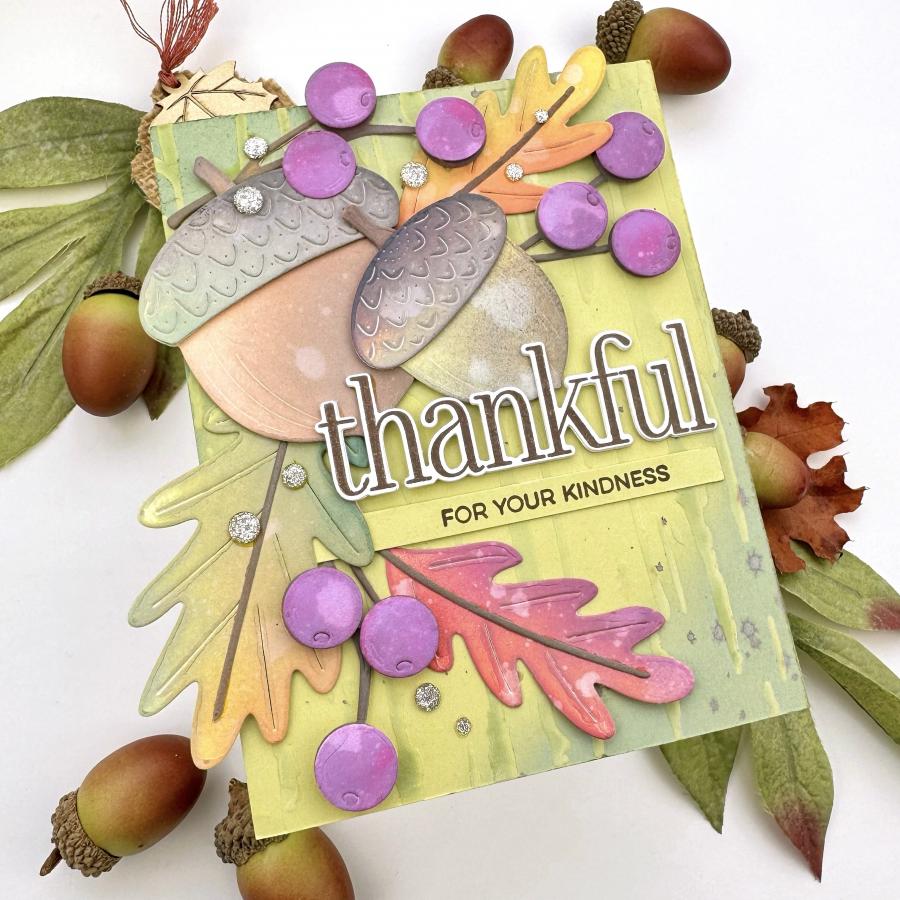Papertrey This is Big Sentiments Thankful Dies pti-0836 acorns