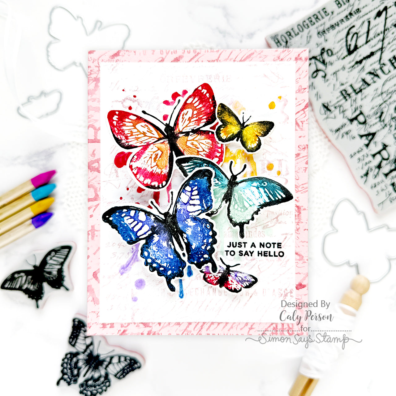 Simon Says Stamp Papillon Wafer Dies 106sss Hello Card | color-code:ALT01