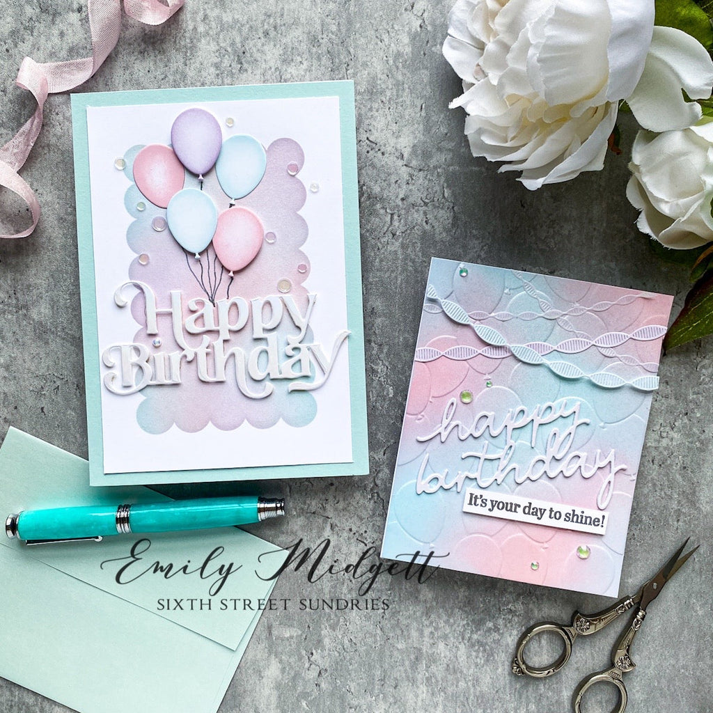 Simon Says Stamp Embossing Folder And Dies Party Balloons sfd327 Stamptember Birthday Cards | color-code:ALT01