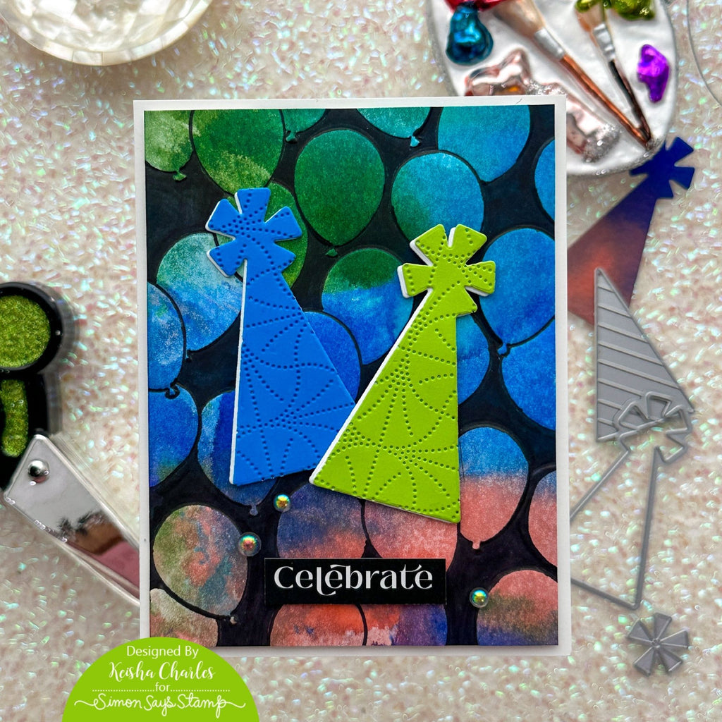 Simon Says Stamp Embossing Folder And Dies Party Balloons sfd327 Stamptember Birthday Card