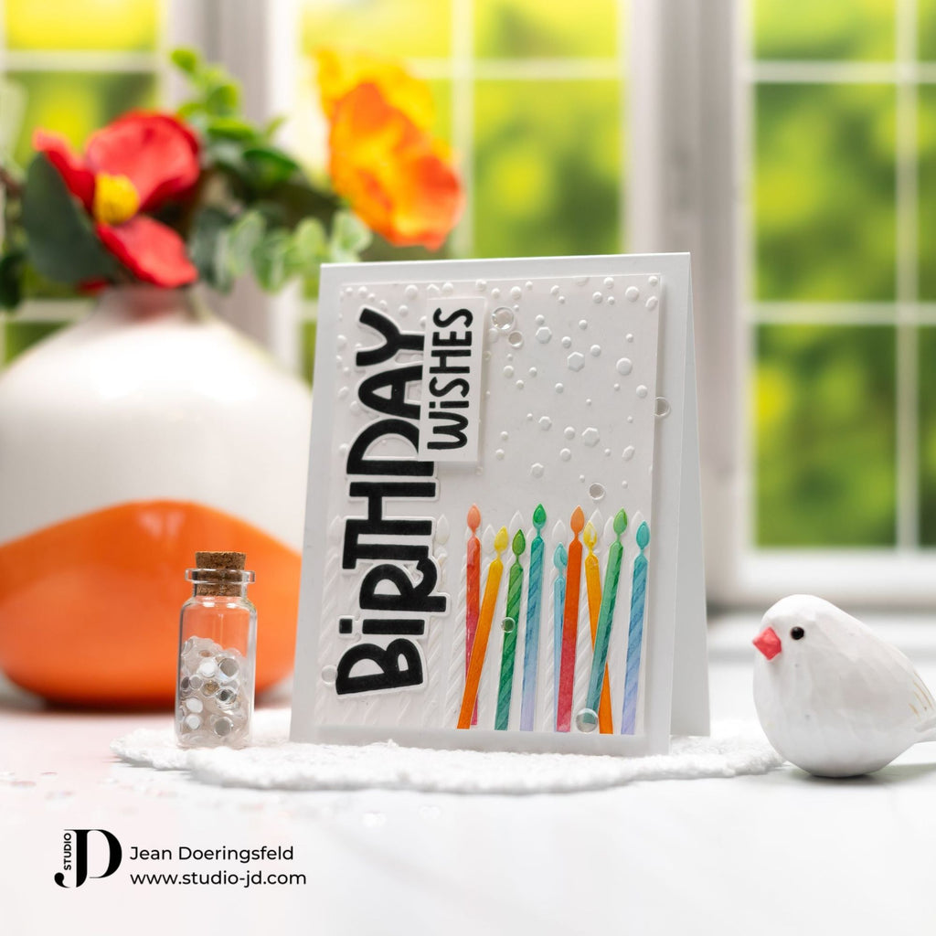 Simon Says Stamp Embossing Folder And Dies Party Candles sfd328 Stamptember Birthday Card | color-code:ALT01