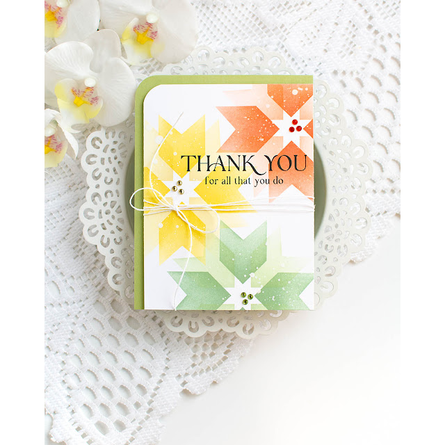 Simon Says Stamp Set of 3 Stencils Patchwork 1099mt Sugar and Spice Thank You Card | color-code:ALT06