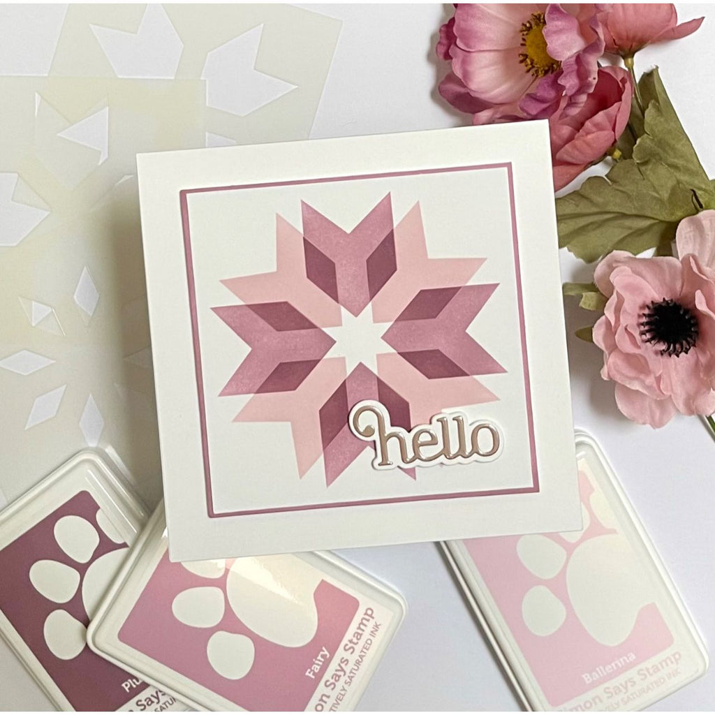 Simon Says Stamp Set of 3 Stencils Patchwork 1099mt Sugar and Spice Hello Card | color-code:ALT02