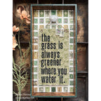 Tim Holtz Fabric Palette Green Bundle of 10 Fat Quarters Paula Cheney Fabric Green Palette Frame Stamps grass is greener | color-code:alt1