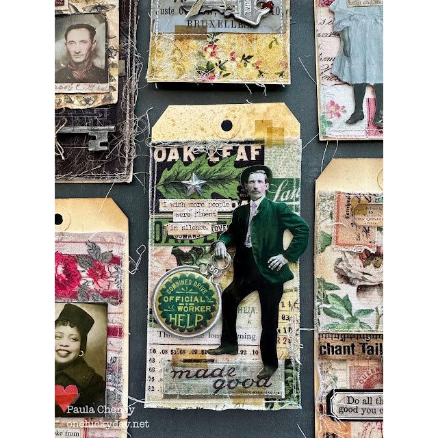 Tim Holtz Fabric Palette Green Bundle of 10 Fat Quarters Paula Cheney Green Palette Tag oak leaf green suit guy | color-code:alt2