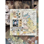 Tim Holtz Fabric Palette Yellow Bundle of 10 Fat Quarters Map Stamps Person vintage mixed media project Paula Cheney | color-code:alt2