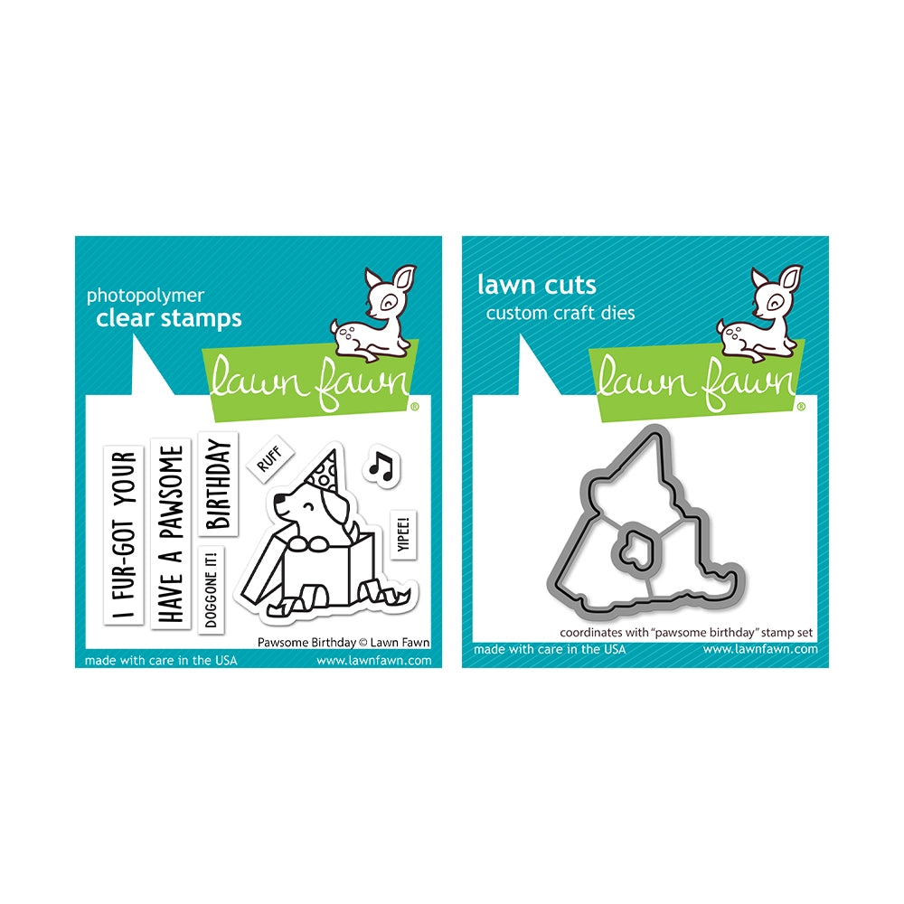 Lawn Fawn Set Pawsome Birthday Stamps and Dies lf6pb