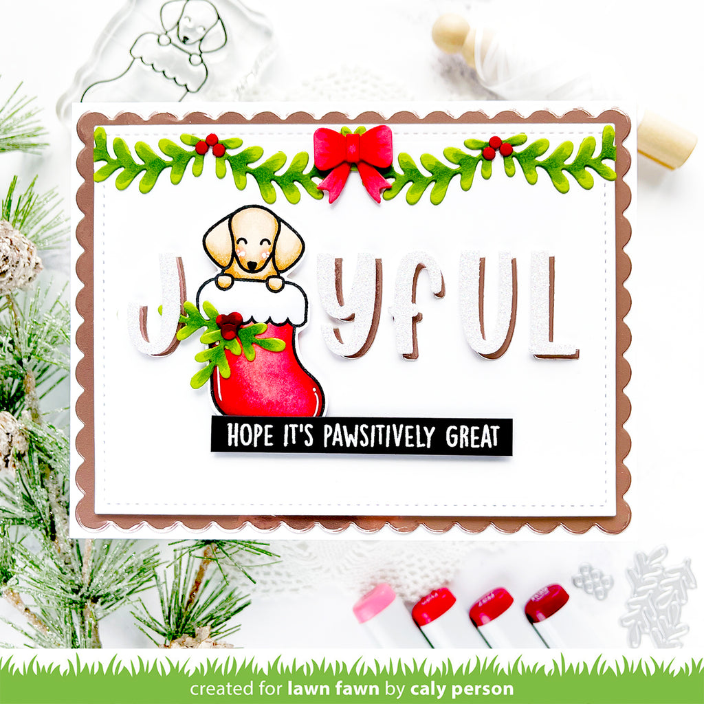 Lawn Fawn Pawsitive Christmas Clear Stamps lf2983 joyful