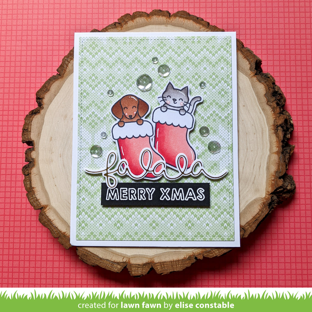 Lawn Fawn Set Pawsitive Christmas Clear Stamps and Dies Merry Xmas