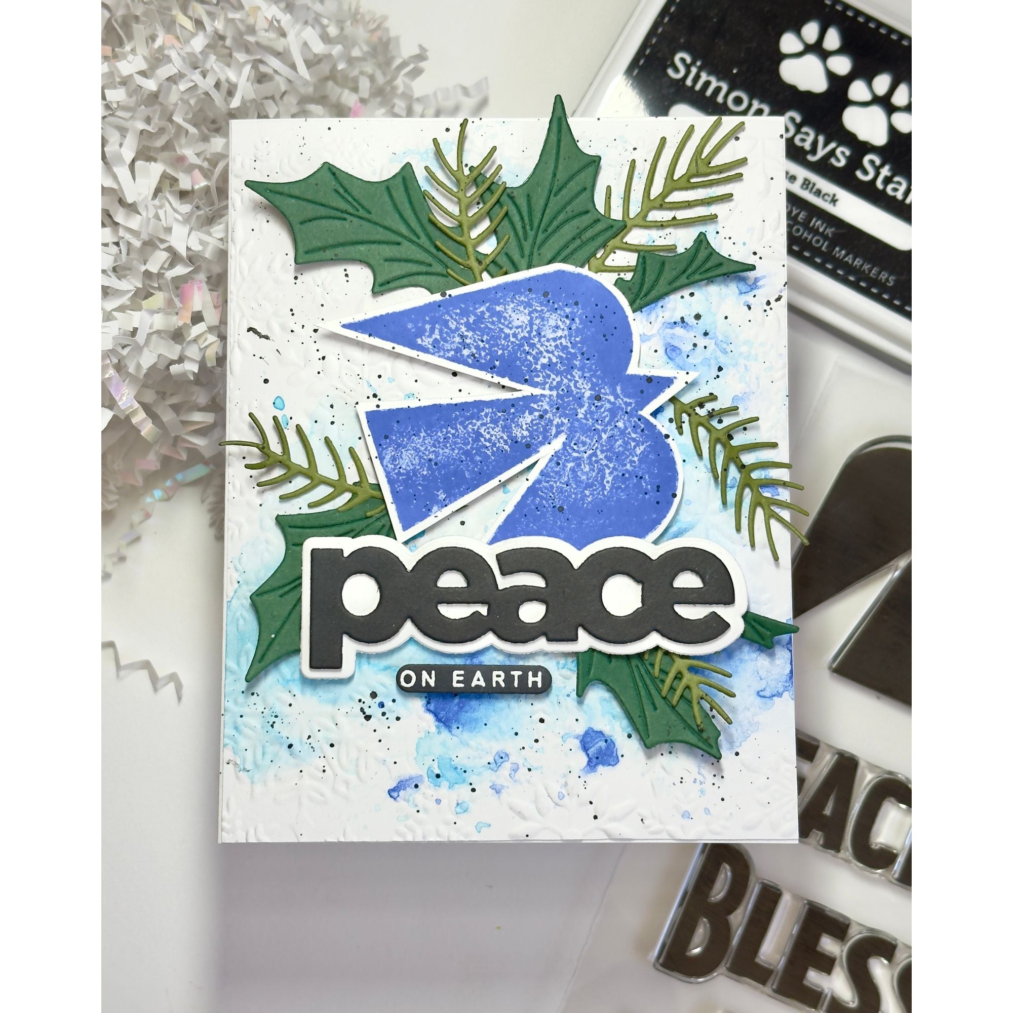 Simon Says Stamps and Dies Peacebird set1093pb And Everything Nice Christmas Card