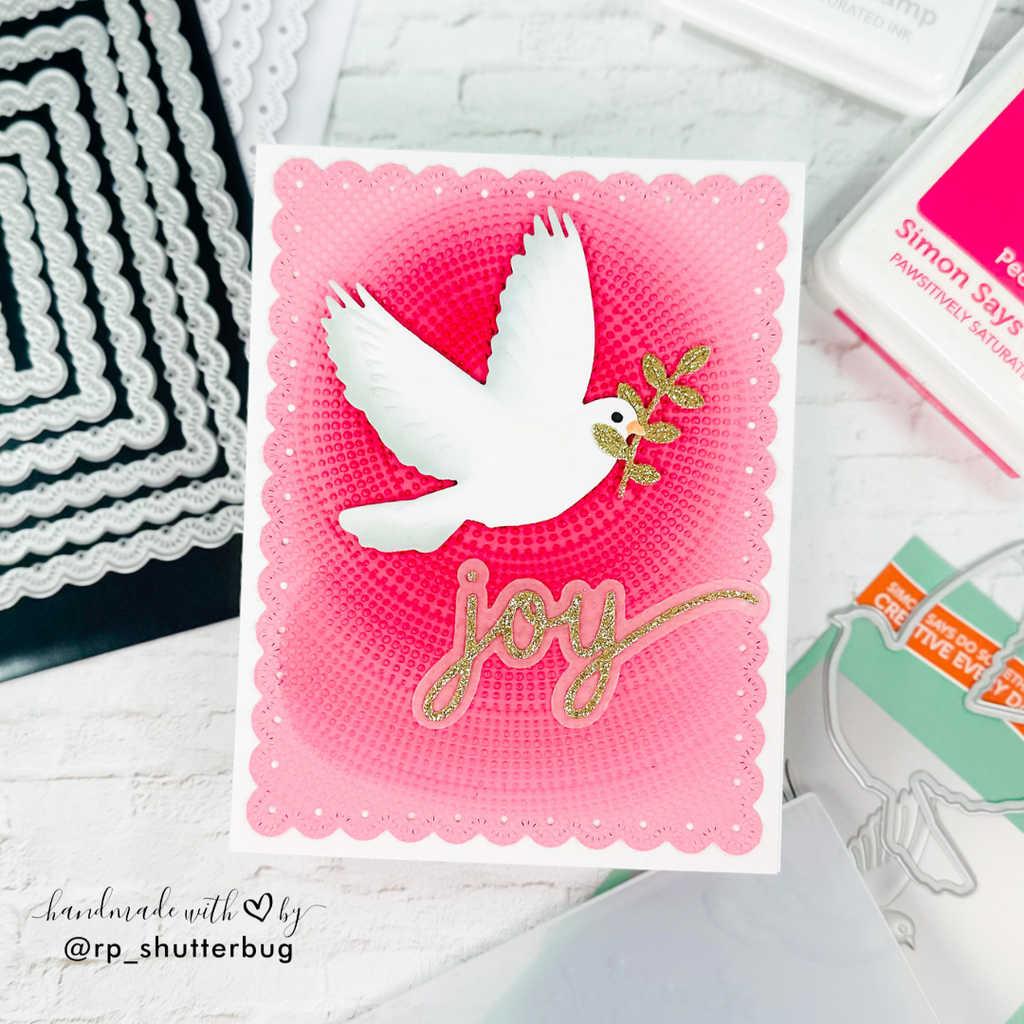 Simon Says Stamp Embossing Folder and Cutting Die Peaceful Dove sfd561 DieCember Holiday Card