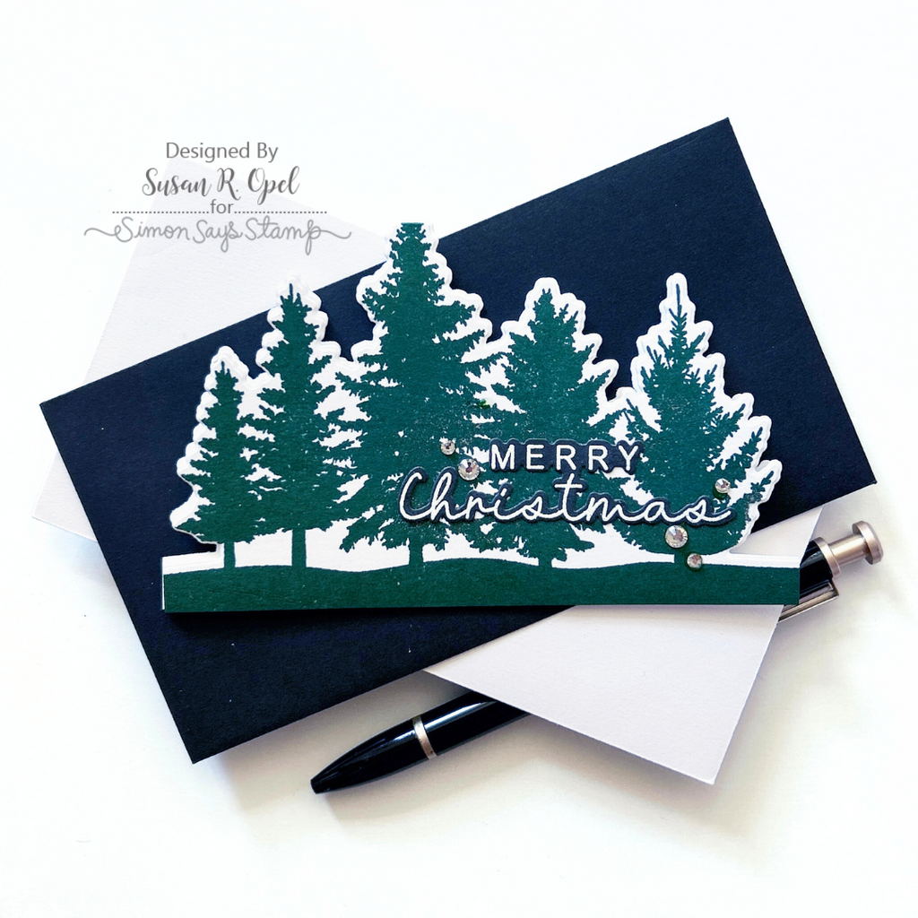 CZ Design Stamps and Dies Peaceful Trees set855pt Stamptember Christmas Card