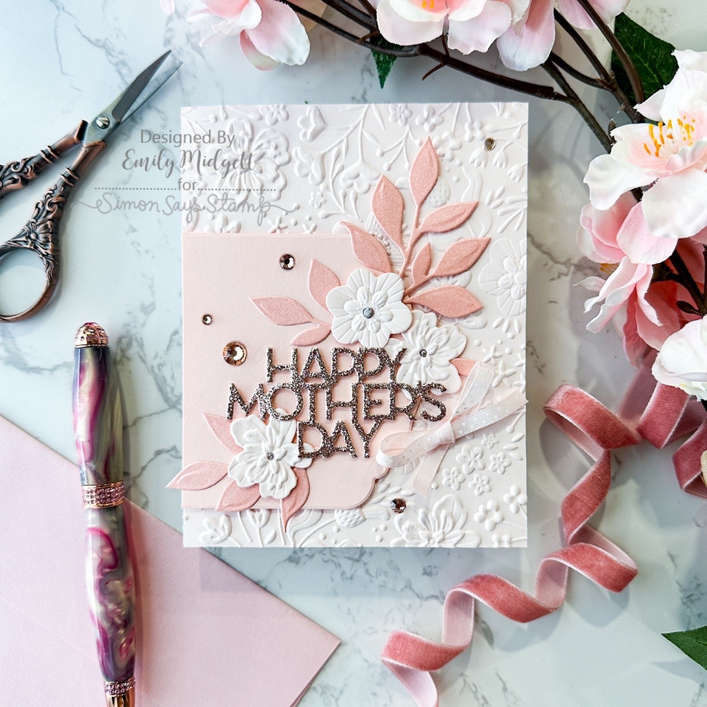 Simon Says Stamp Boho Flowers Wafer Dies sd510 STAMPtember Peach Mother's Day Card Emily Midgett | color-code:ALT03