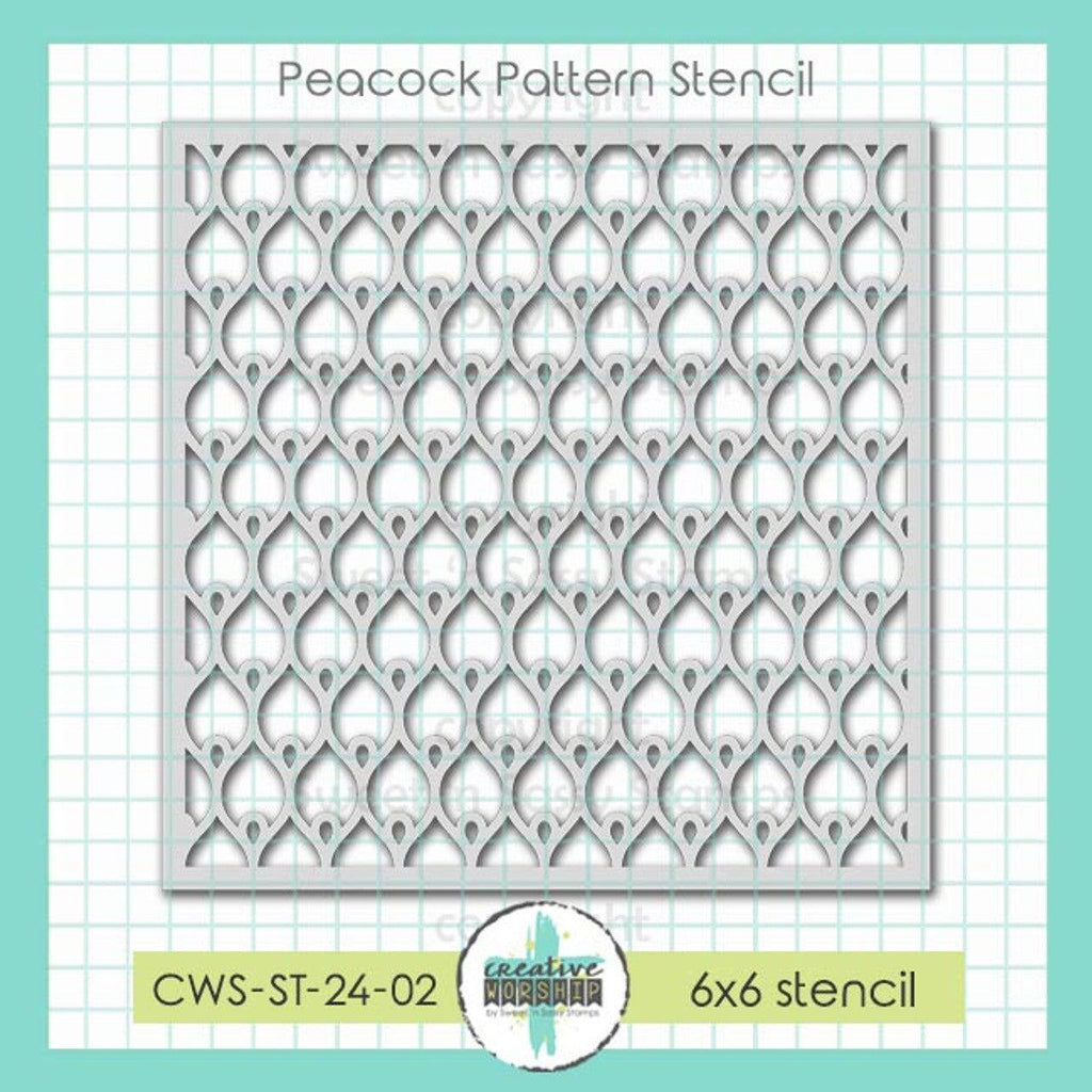 Sweet 'N Sassy Peacock Pattern 6 x 6 Stencil cws-st-24-02