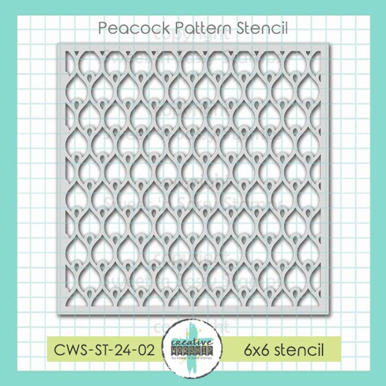 Sweet 'N Sassy Peacock Pattern 6 x 6 Stencil cws-st-24-02