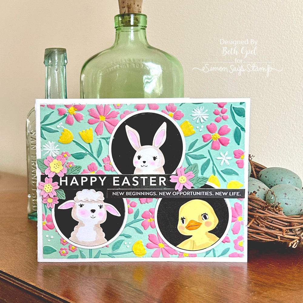 Simon Says Stamp Peeking Rabbit Wafer Dies s1004 Rain or Shine Easter Card