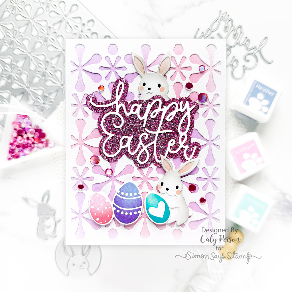 Simon Says Stamp Peeking Rabbit Wafer Dies s1004 Rain or Shine Easter Card