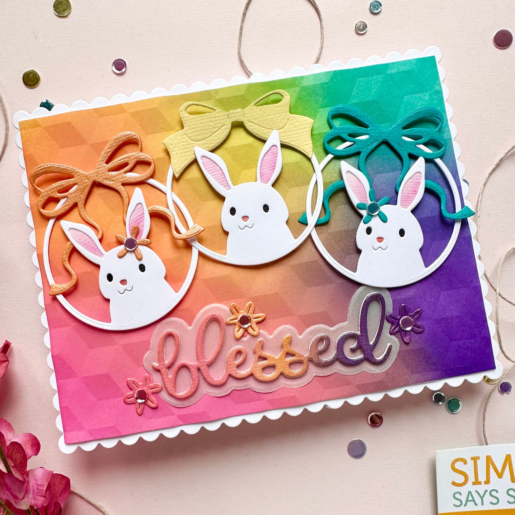 Simon Says Stamp Peeking Rabbit Wafer Dies s1004 Rain or Shine Easter Card