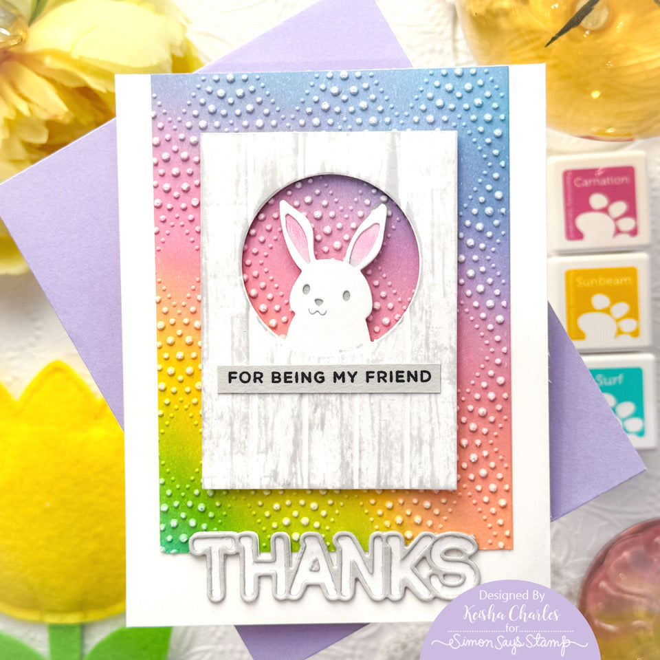 Simon Says Stamp Peeking Rabbit Wafer Dies s1004 Rain or Shine Thanks Card | color-code:ALT03