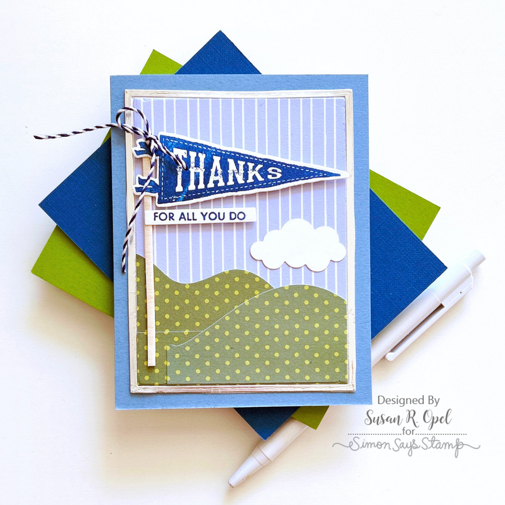 Simon Says Stamp Pennants Wafer Dies sss330 Be Bold Thanks Card