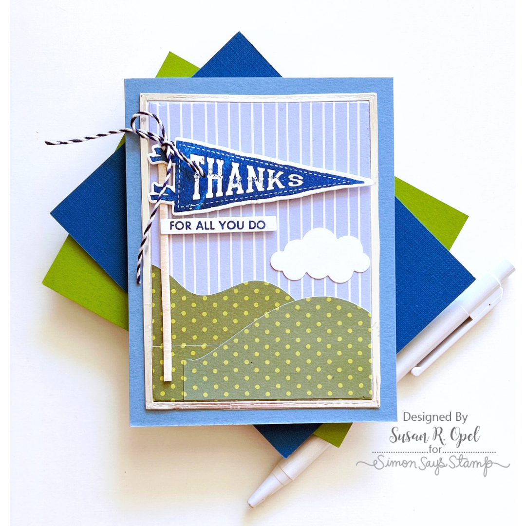 Simon Says Stamp Tim Holtz Pennants Bundle setpn24 Thanks Card