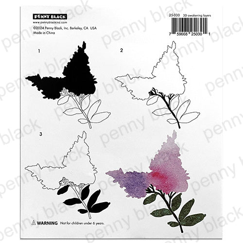 Penny Black 3D Awakening Layers Stencils 25-030 layering guide