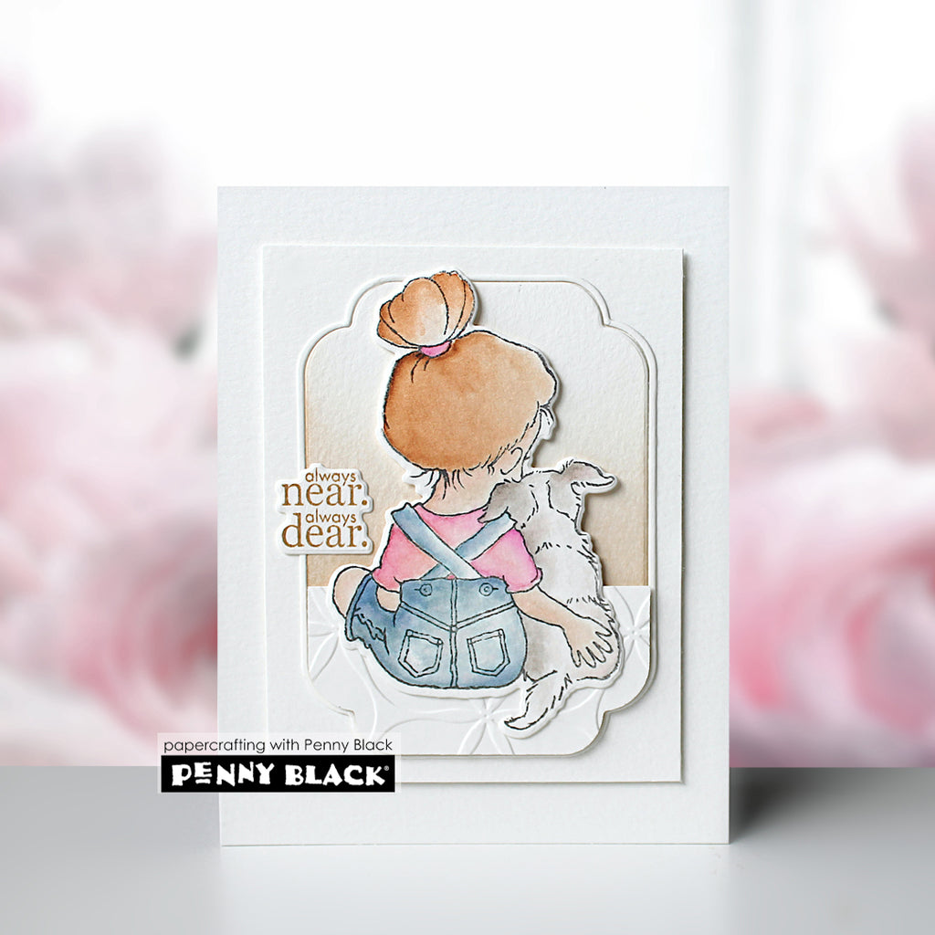 Penny Black Always Near Clear Stamp and Die Set blue jean overalls