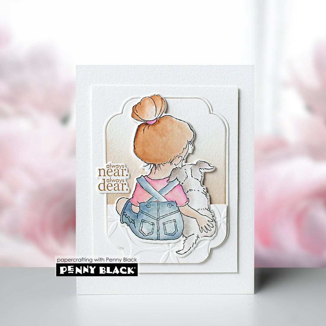 Penny Black Always Near Clear Stamp and Die Set blue jean overalls