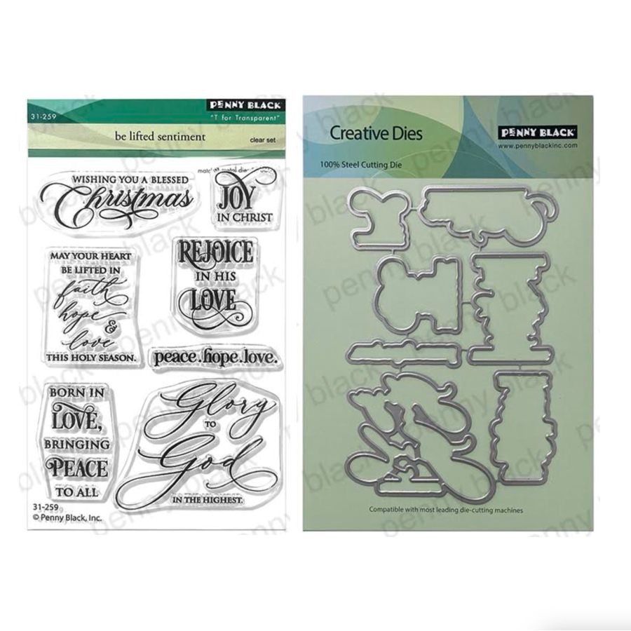 Penny Black Be Lifted Sentiments Clear Stamp and Die Set