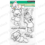 Penny Black Bear Life Clear Stamp and Die Set pink tulips image 1