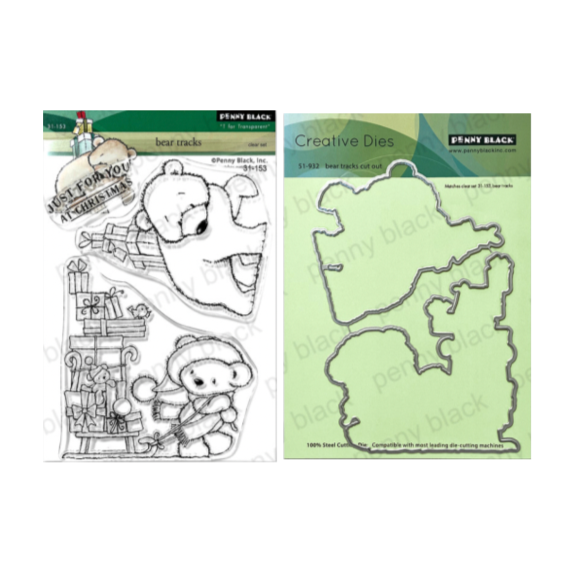 Penny Black Bear Tracks Clear Stamp and Die Set