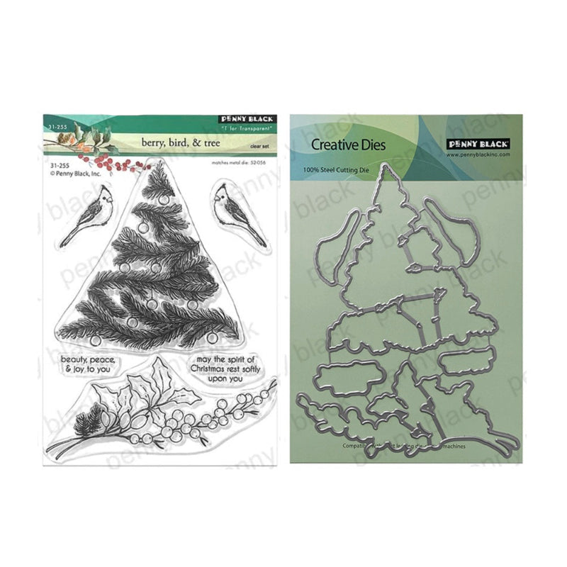Penny Black Berry, Bird and Tree Clear Stamp and Die Set