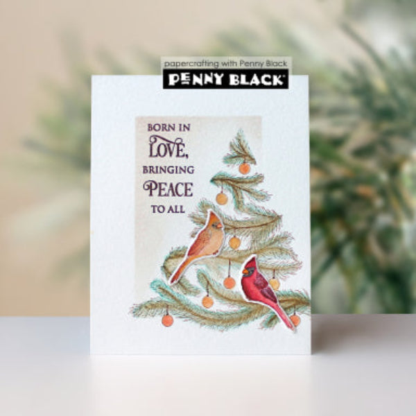 Penny Black Berry, Bird, and Tree Cut Out Dies 52-056 cardinals in tree card