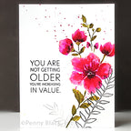Penny Black Birthday Wishes Clear Stamps 31-141 pink flowers
